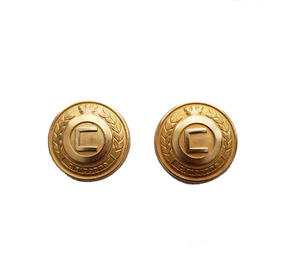 Two Claiborne C Monogram Gold Brass Blazer Buttons Men's