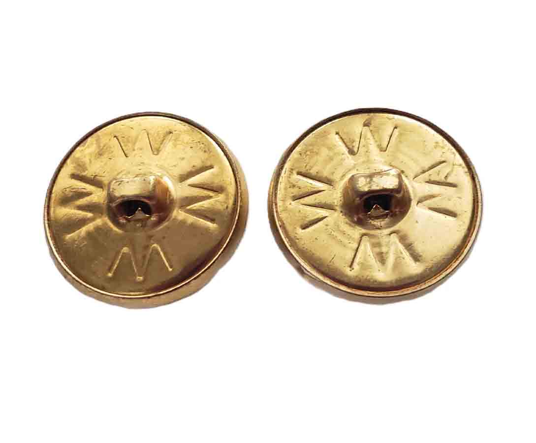 Two Vintage Nautica by Waterbury Gold Brass Blazer Buttons Crown Anchor C1Y Men's 7/8"