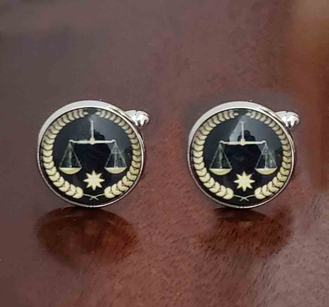 Gascoigne Lawyer Attorney Justice Scales Cufflinks Silver Gold Black Men's