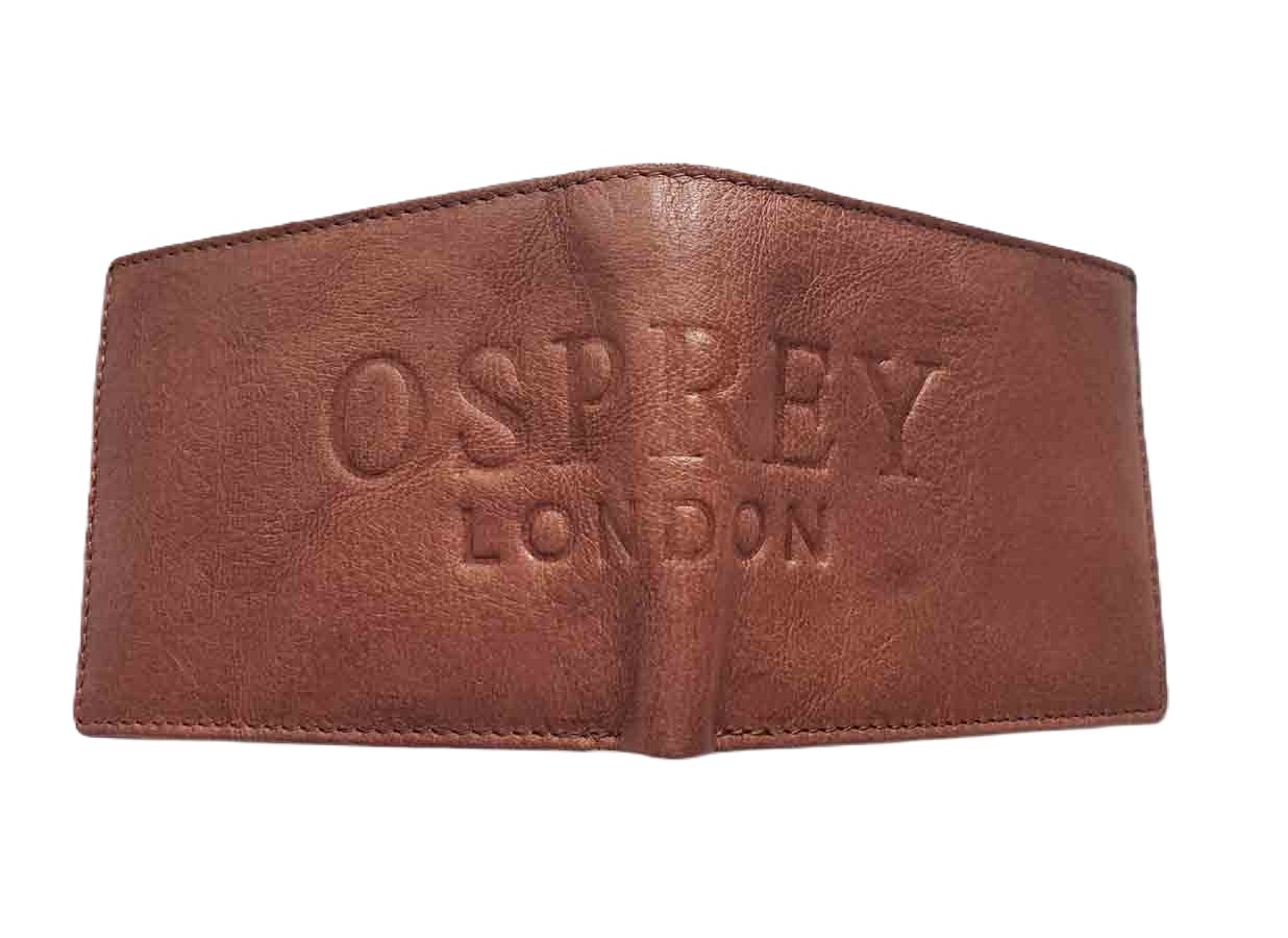 Osprey London Barker Coin Pocket Wallet Tan Leather Bifold Men's