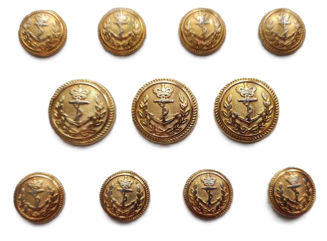 Charles Tyrwhitt Gold Brass Semidome Blazer Buttons Crown Anchor Pattern Nautical A7F Men's