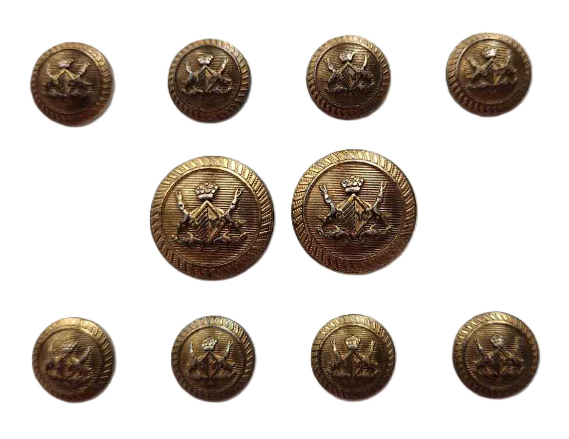 Vintage Austin Reed Dome Top Blazer Sport Coat Buttons Gold Brass Crown Shield Pattern M7R Men's