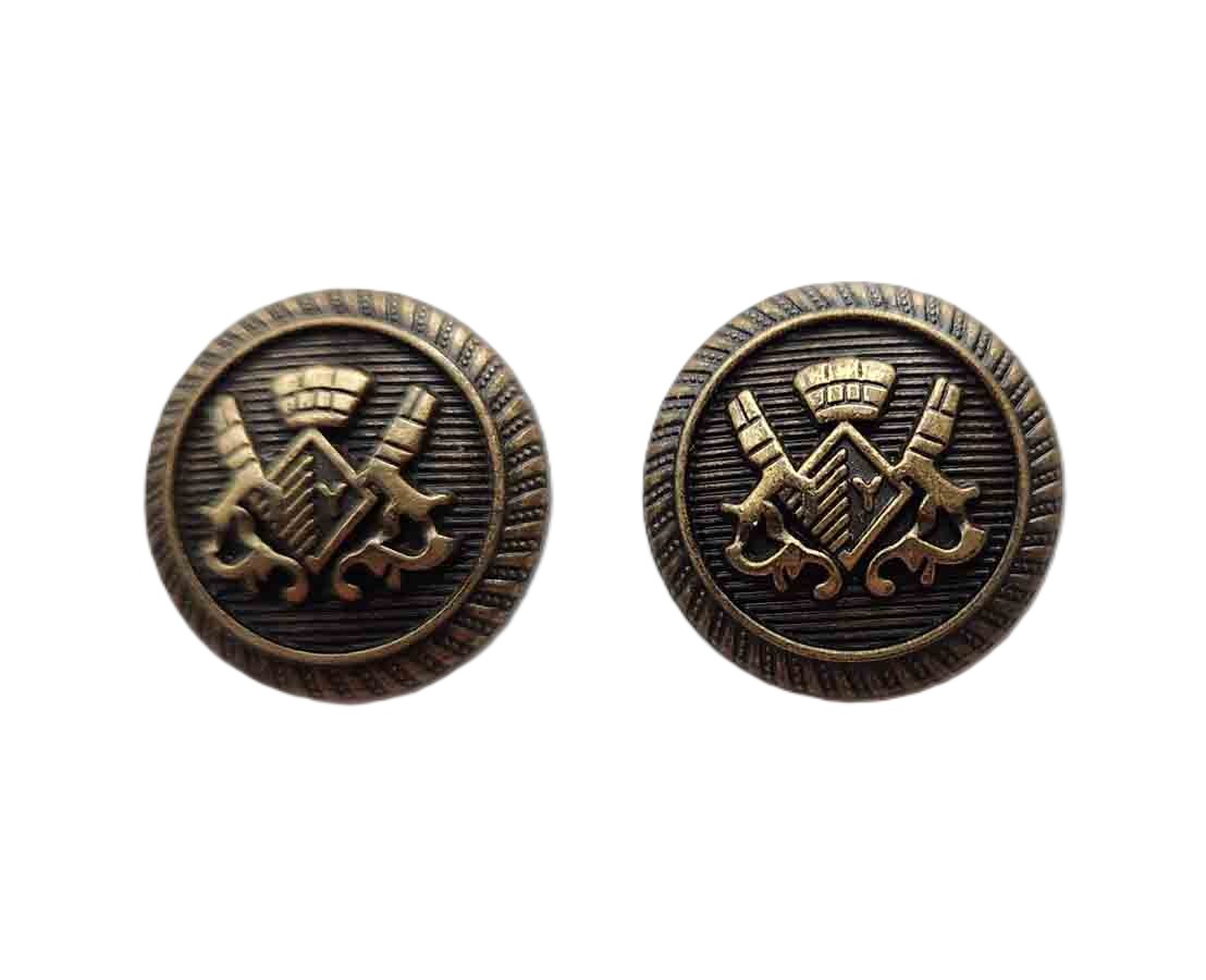 Two Vintage Bagliani Italy Antique Gold Brown Brass Semidome Blazer Buttons  K2B Men's