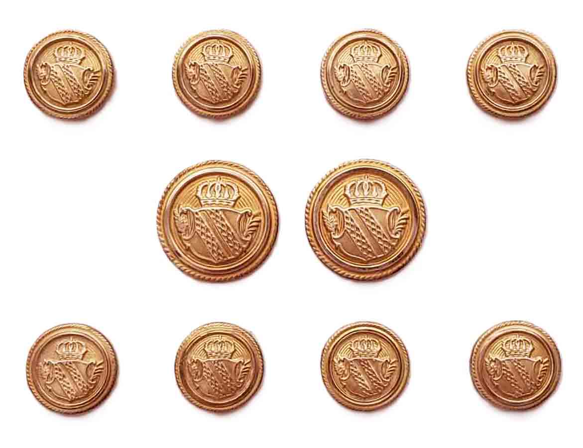 Vintage Palm Beach Blazer Buttons Set Gold Brass Shield Pattern S6R Men's