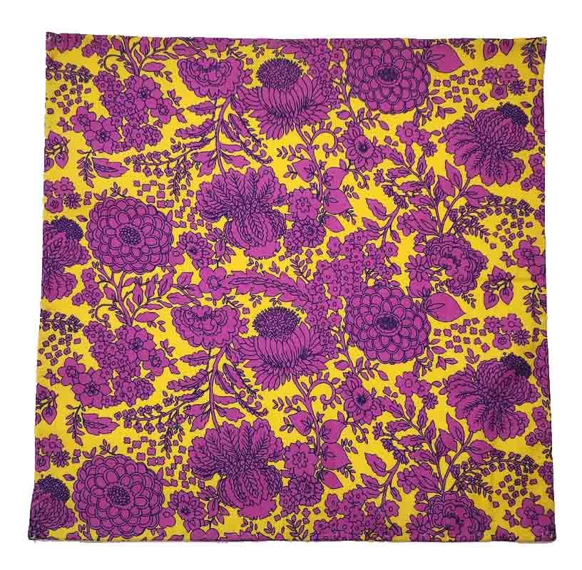 gascoigne hand stitched purple and yellow cotton pocket square