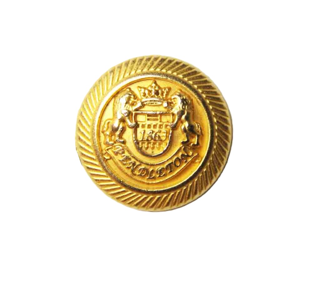 One Vintage Pendleton Coat Blazer Jacket Gold Brass Dome Top Button Crown Lions Shield 7/8" Unisex
