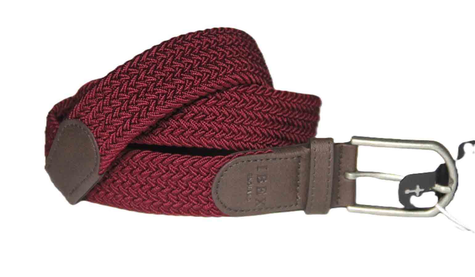 IBEX England Sustainable Woven Braided Belt Red Brown Stretch Men's Size Medium (30-33)