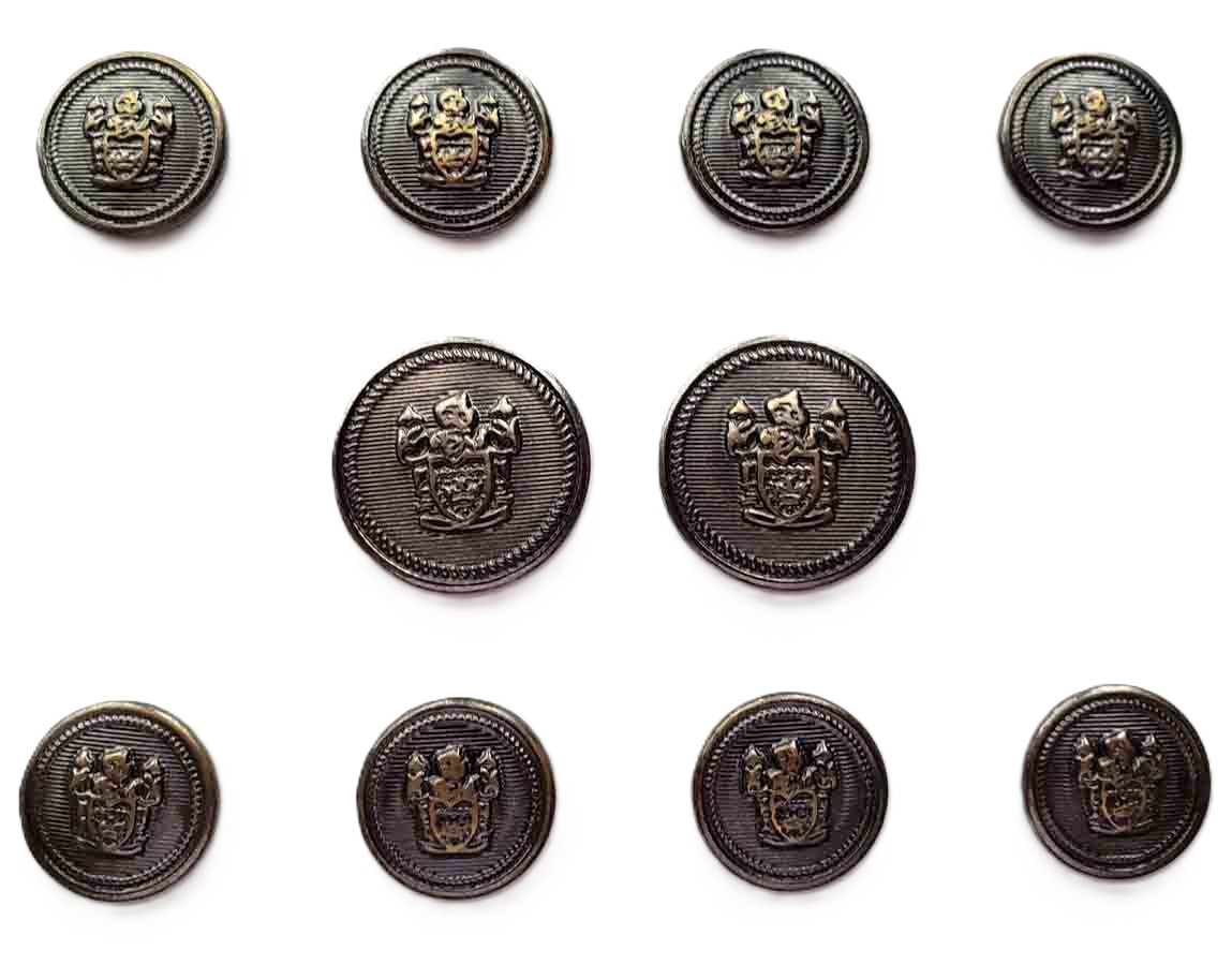 Vintage Chaps Ralph Lauren Blazer Buttons Set Gray Gold Shield Pattern E6Z Men's