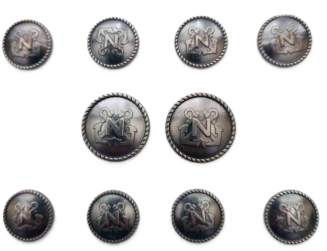 Nautica Semidome Blazer Buttons Set Gray N Monogram Anchors Pattern Nautical C7A Men's