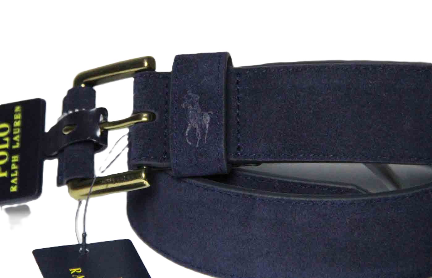 Polo Ralph Lauren Navy Blue Leather Suede Belt Men's Size 34