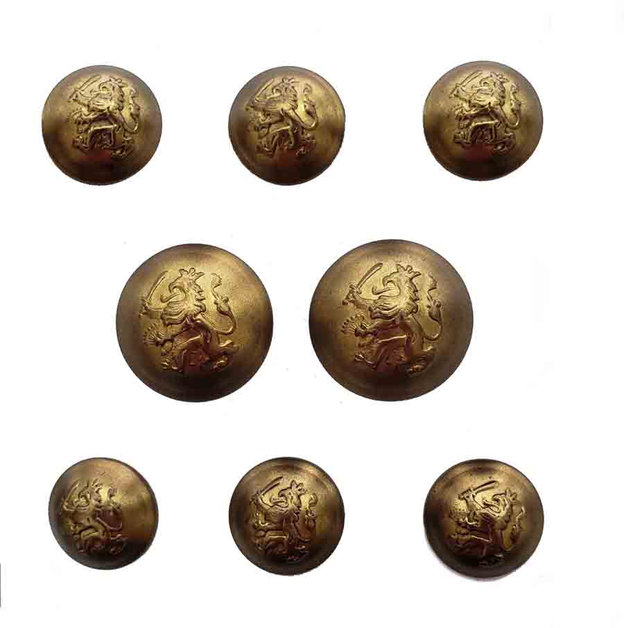 Vintage Dome Blazer Buttons Set Gold Brass Rampant Lion Pattern R8X Men's