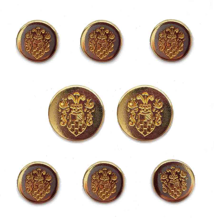 Vintage Botany 500 Blazer Buttons Set Gold Brass Shield Pattern 2K7 Men's