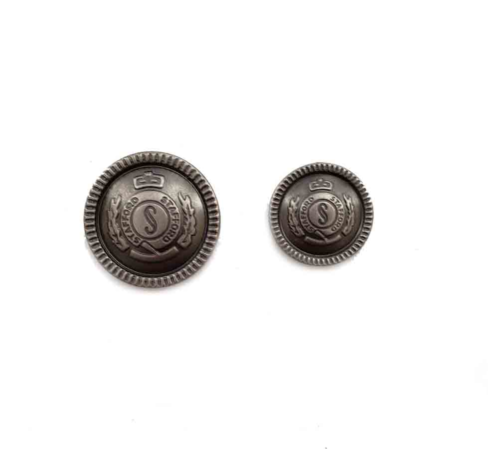 Two Stafford Blazer Replacement Buttons Gray Metal S Monogram Men's