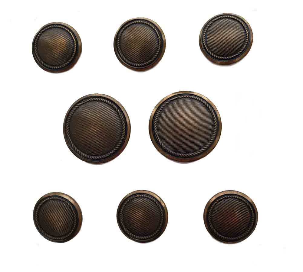 Vintage Waterbury Blazer Buttons Set Antique Gold Brown Brass A8N Men's