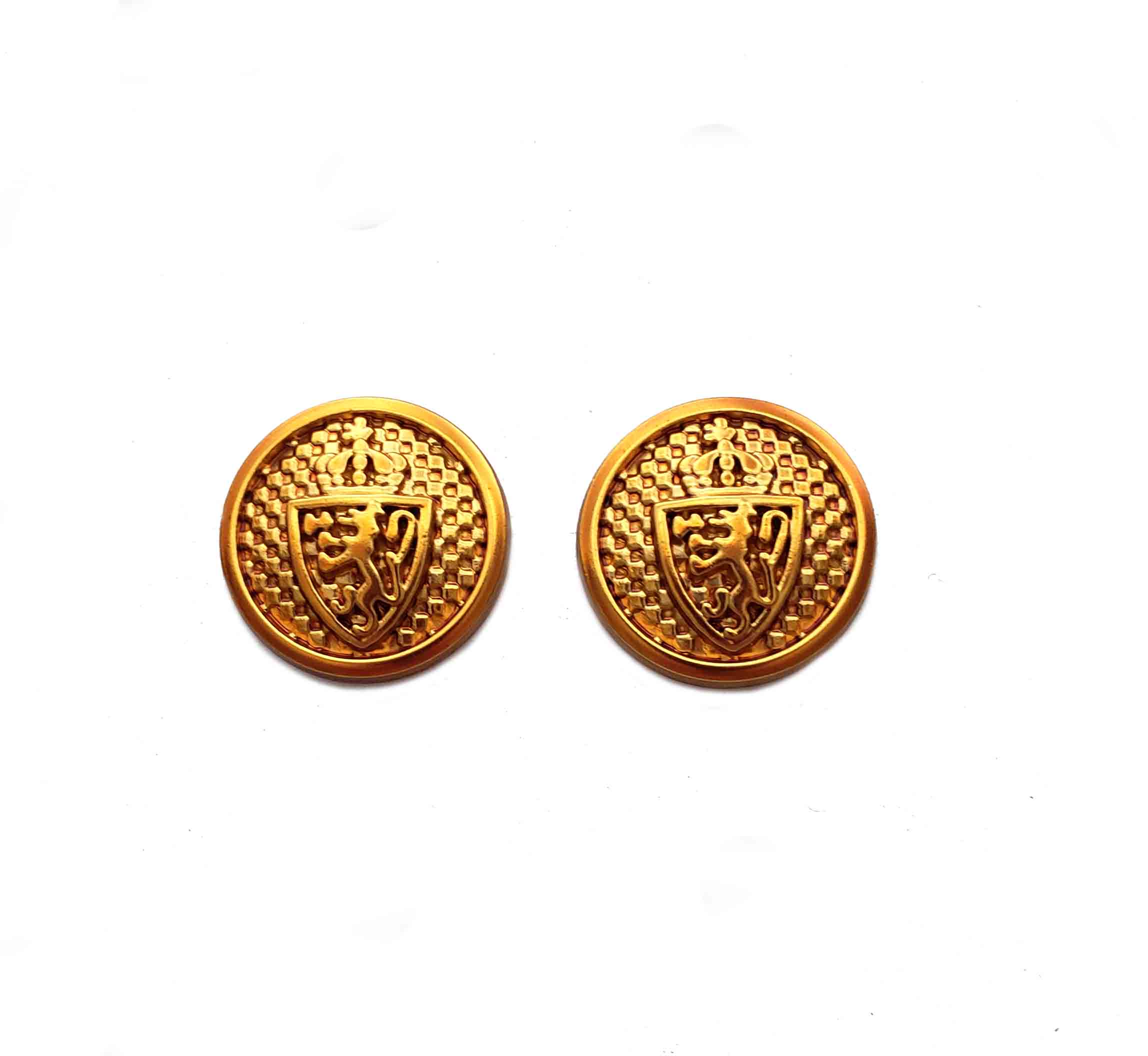 Two New Blazer Buttons Semi-Dome Rampant Lion Orange-Gold Metal Men's