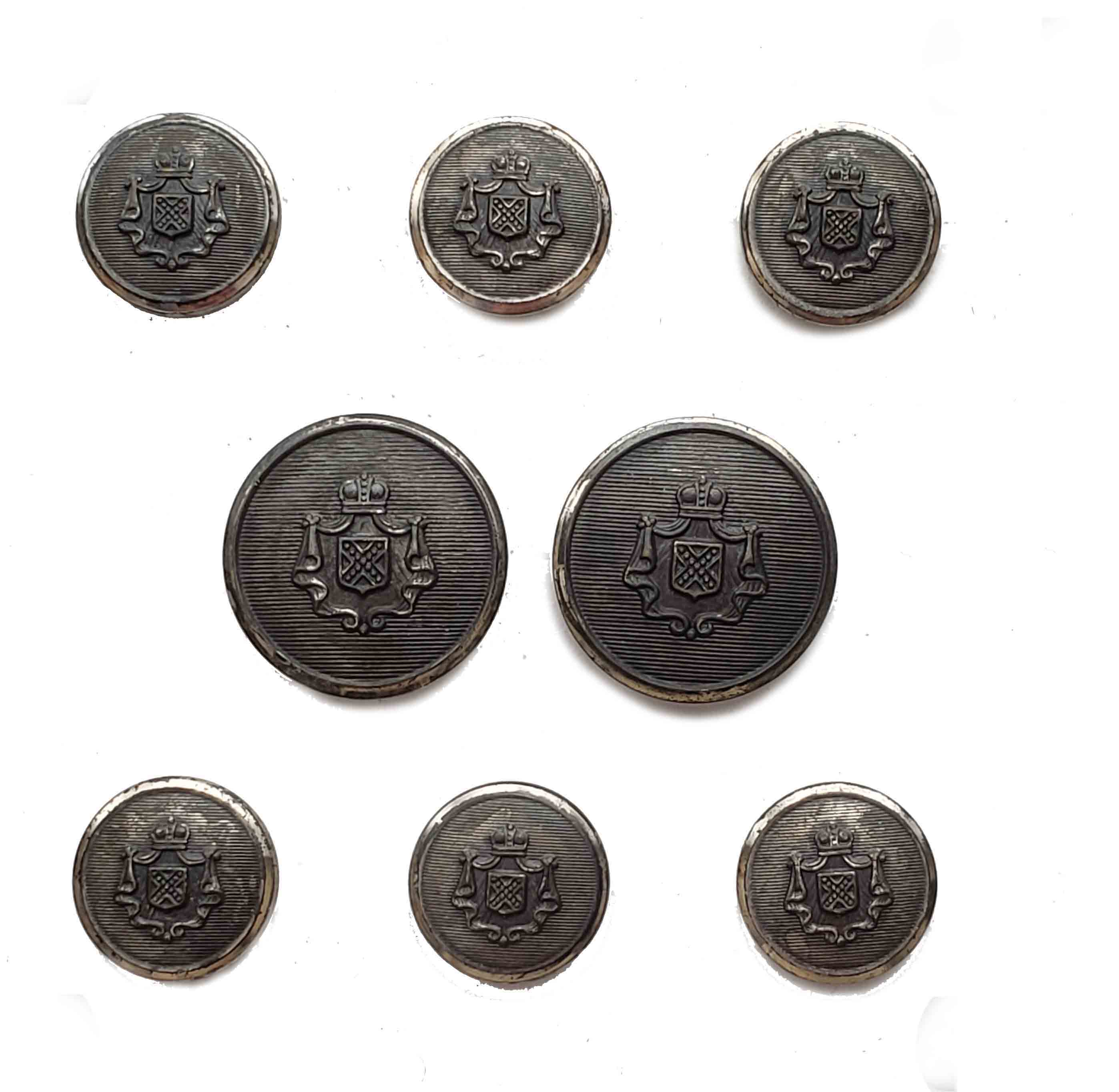 Vintage Stanley Blazer Blazer Buttons Set Gray Metal Crown Shield B5G 1970s Men's