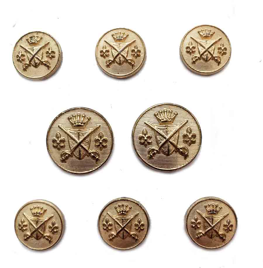 Vintage Stanley Blacker Blazer Buttons Set Gold Brass Crown Swords Shield Fleur de Lis A6F Men's