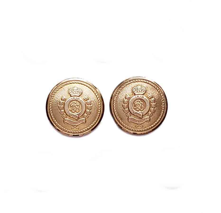 Two Vintage Brooks Brothers by Waterbury Blazer Buttons Crown BB Monogram Gold Brass Men's V8T