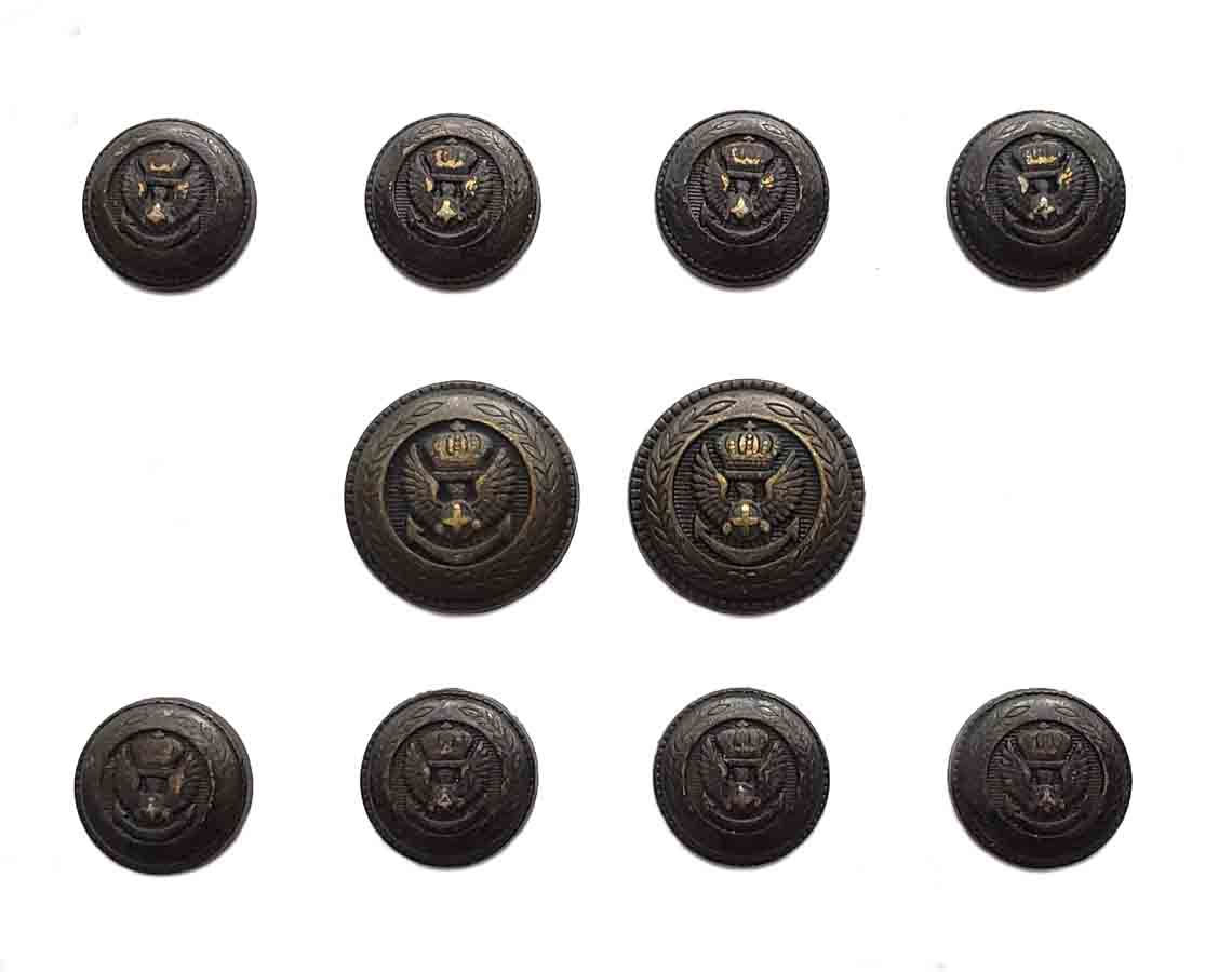 Vintage Jos A Bank Blazer Buttons Set Brass Antique Gold Brown Gray Men's G8R