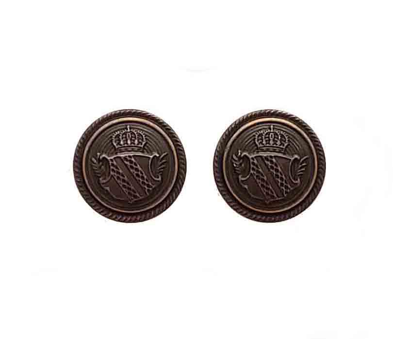 Two Vintage Palm Beach Blazer Buttons Antique Gold Brown Brass Crown Shield P5V Men's (2)