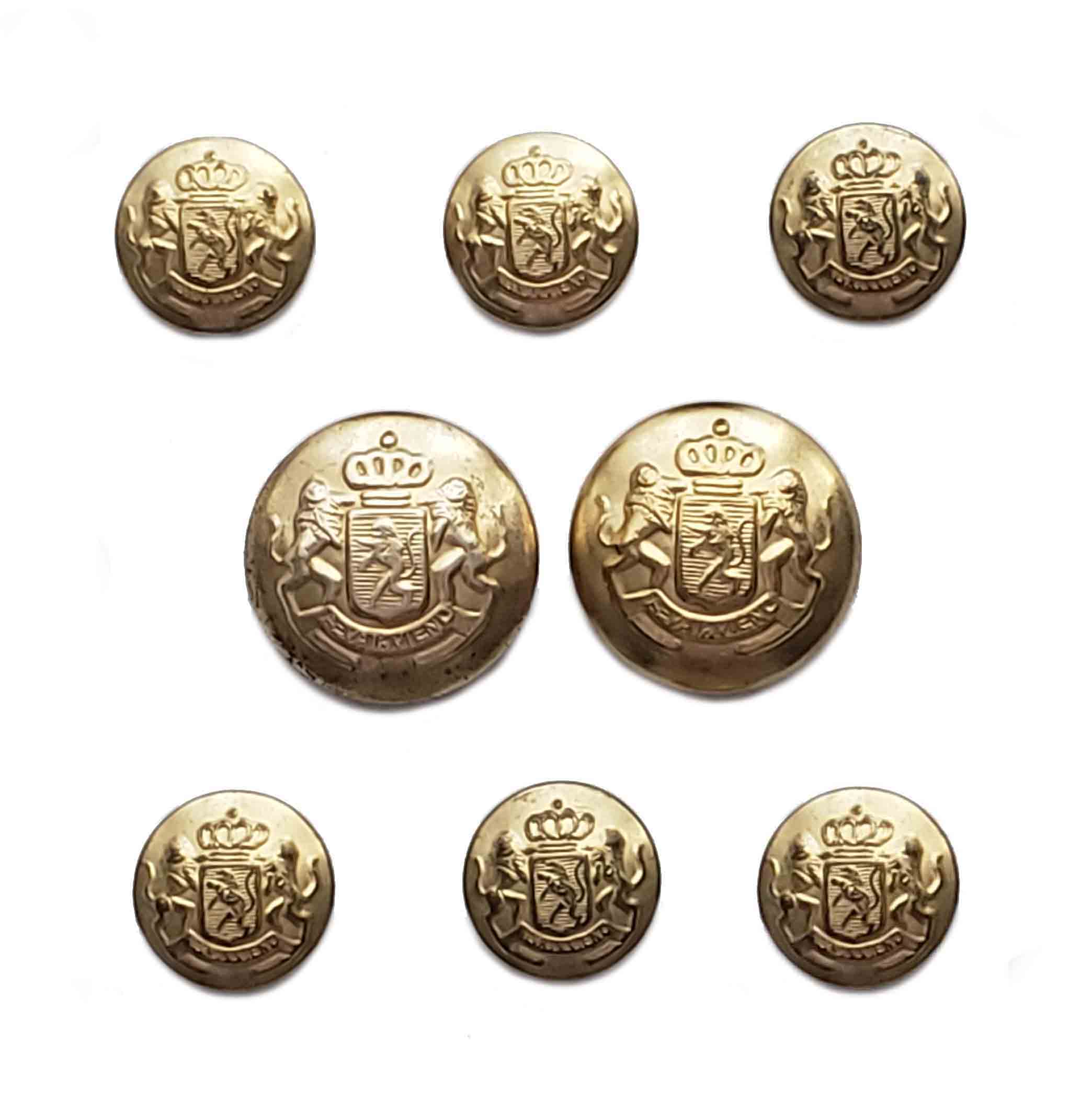 Vintage Waterbury Dome Blazer Buttons Set Gold Brass Crown Rampant Lion C9X Men's