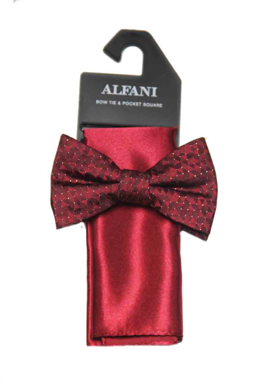 Alfani Bow Tie + Pocket Square Red Pre-Tied Men's One Size Adjustable