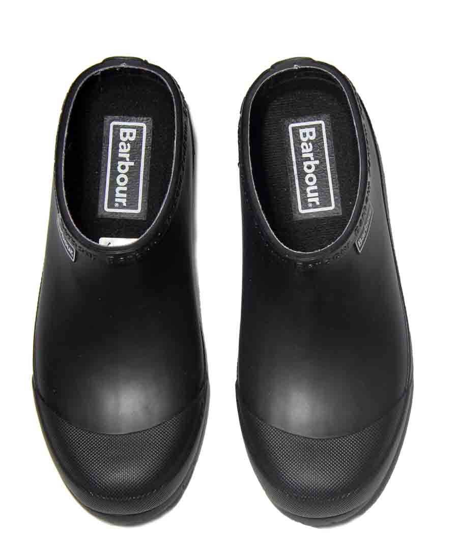Barbour Quinn Clogs Welly Clog Black Rubber Men's USA Size 8 or UK Size 7