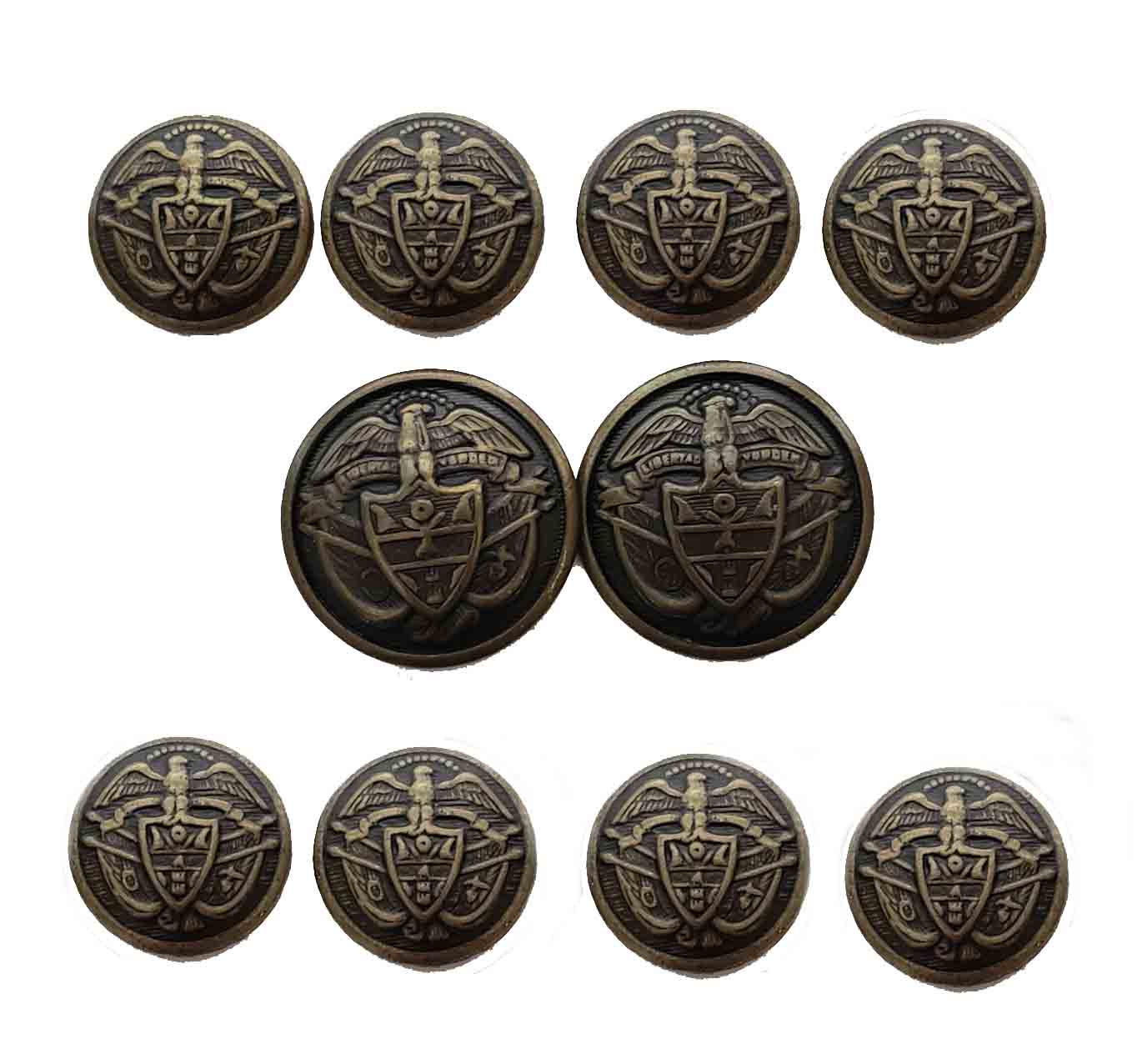 Vintage Jos A Bank Blazer Buttons Set Antique Gold Brown Metal Shank Eagle Shield Men's