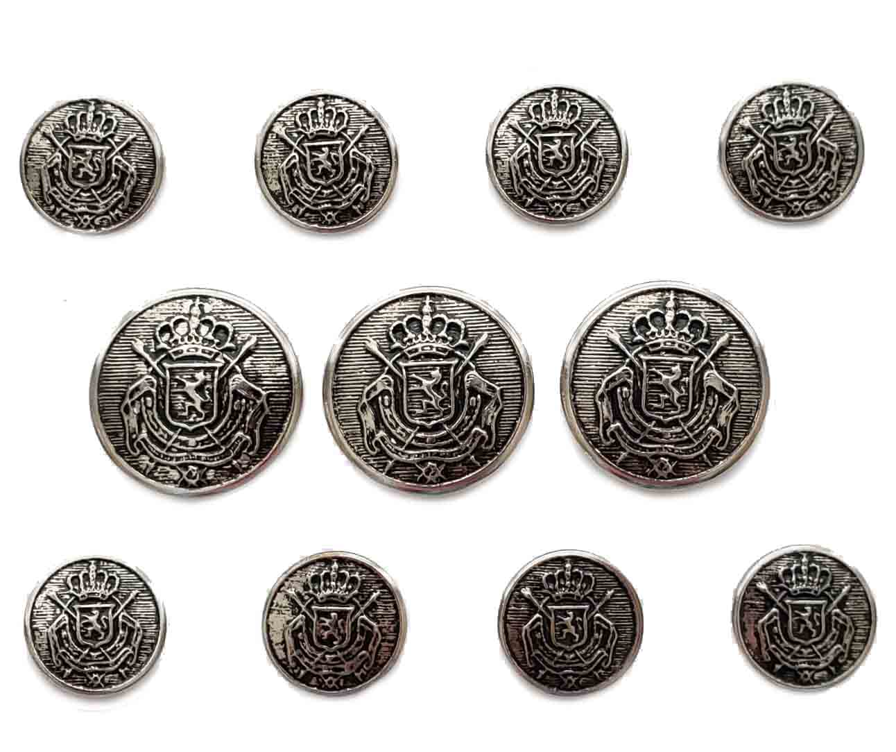 Vintage Michael Kors Blazer Buttons Set Silver Gray Metal Shank Crown Shield Men's