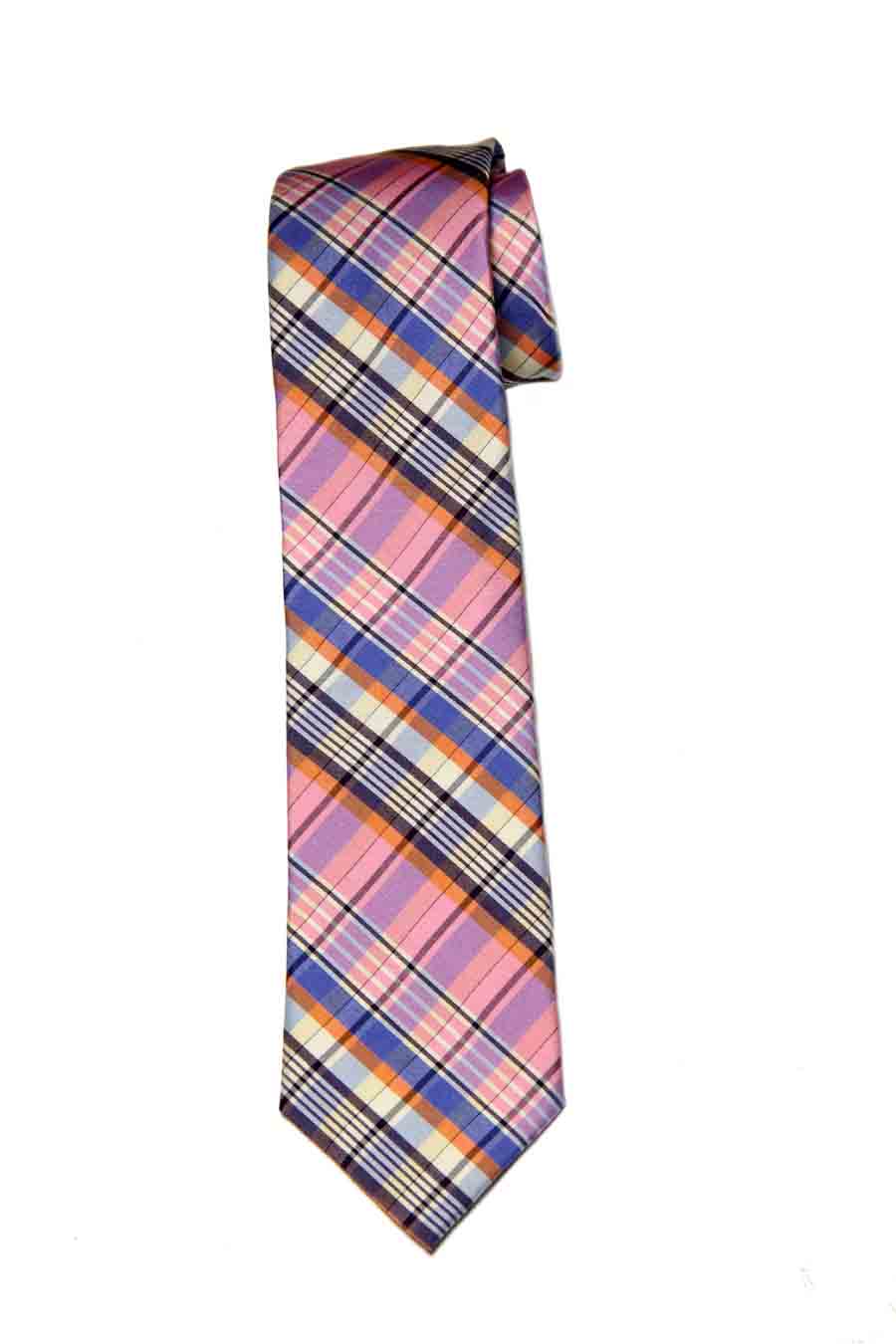 Tommy Hilfiger Silk & Cotton Plaid Necktie Multicolor Men's