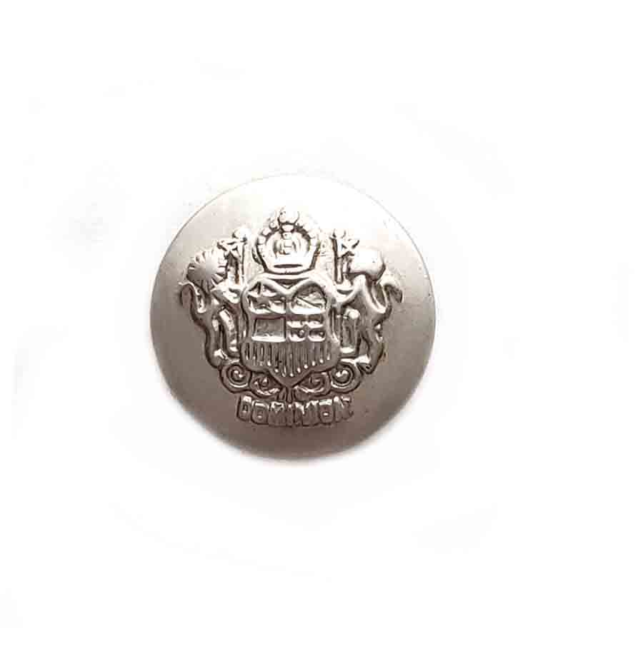 One Vintage Dominion Blazer Button Replacement Metal Silver Gray Lions Shield Men's