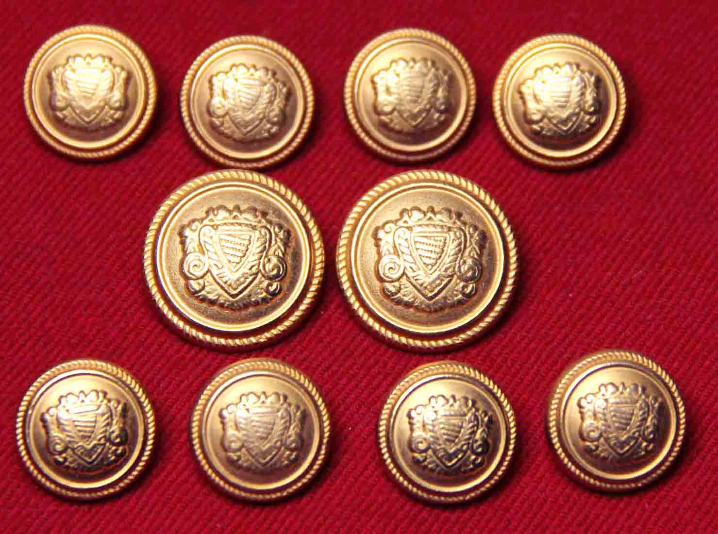 Vintage Jos A Bank Blazer Buttons Set Gold Brass Shank Shield Men's