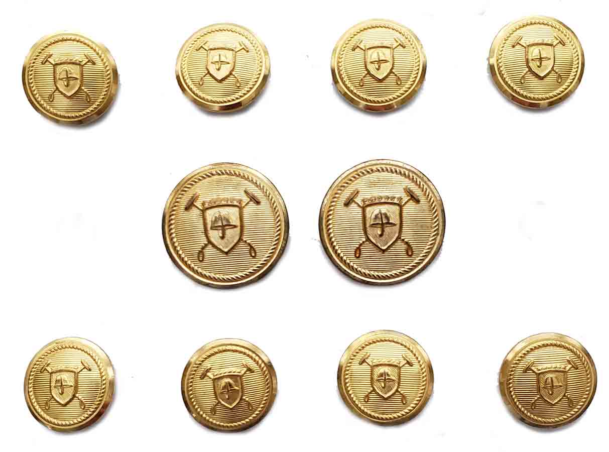 Vintage Polo Ralph Lauren by Waterbury Blazer Buttons Gold Brass Helmet Mallets Shield X7T Men's