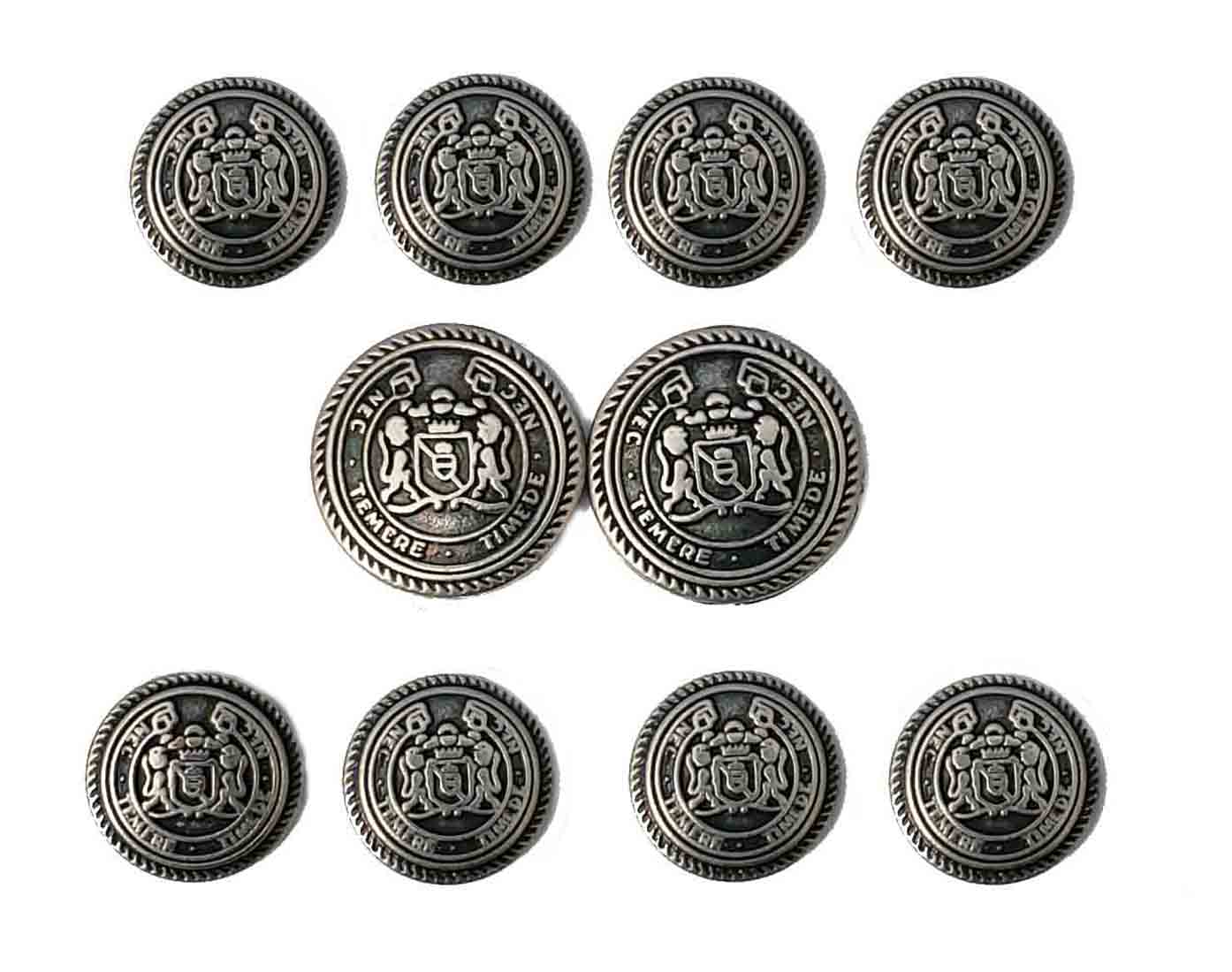 Vintage Aquascutum Blazer Buttons Set Gray Silver Metal Shank Lions Shield Men's