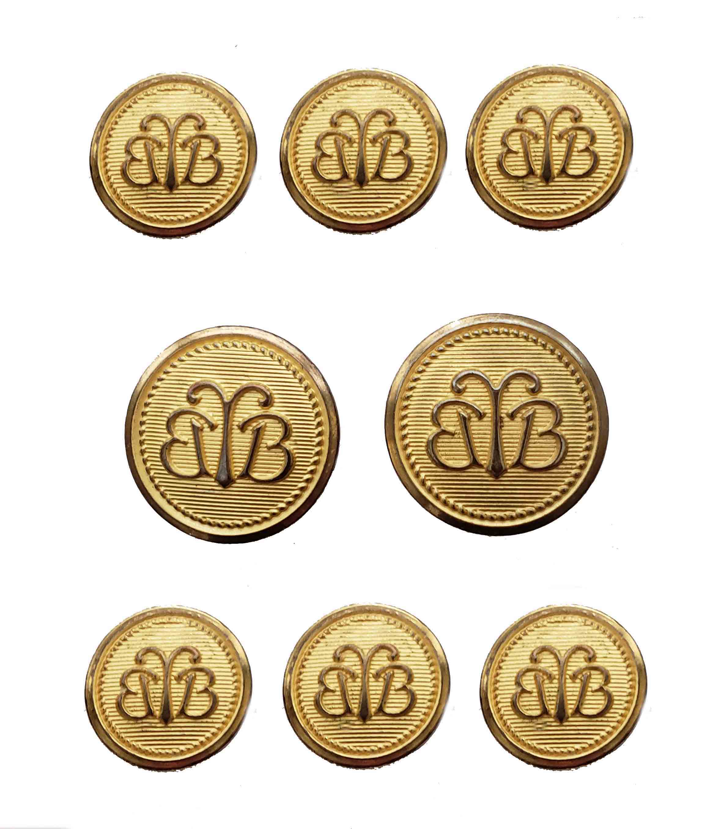 Vintage Brooks Brothers by Waterbury Blazer Buttons Set Gold Brass BB Monogram 2C7 Men's