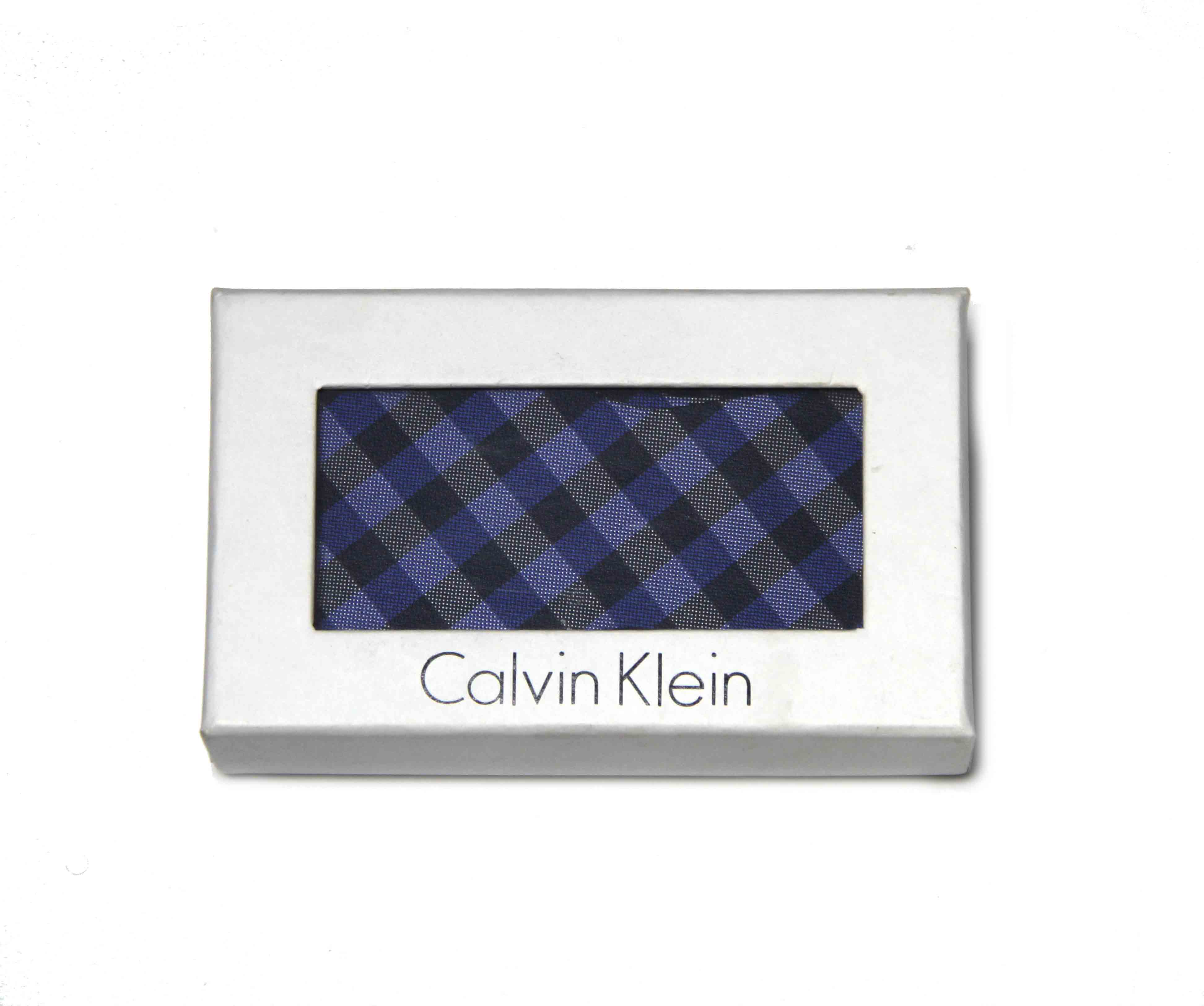 Calvin Klein Silk Bow Tie Blue Gray Lattice Check Men's