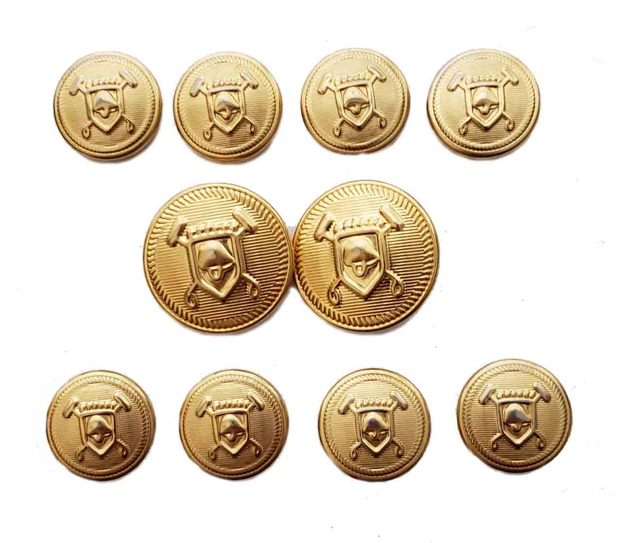 Vintage Ralph Lauren Chaps Blazer Buttons Set Gold Brass Polo Shield & Mallets Men's