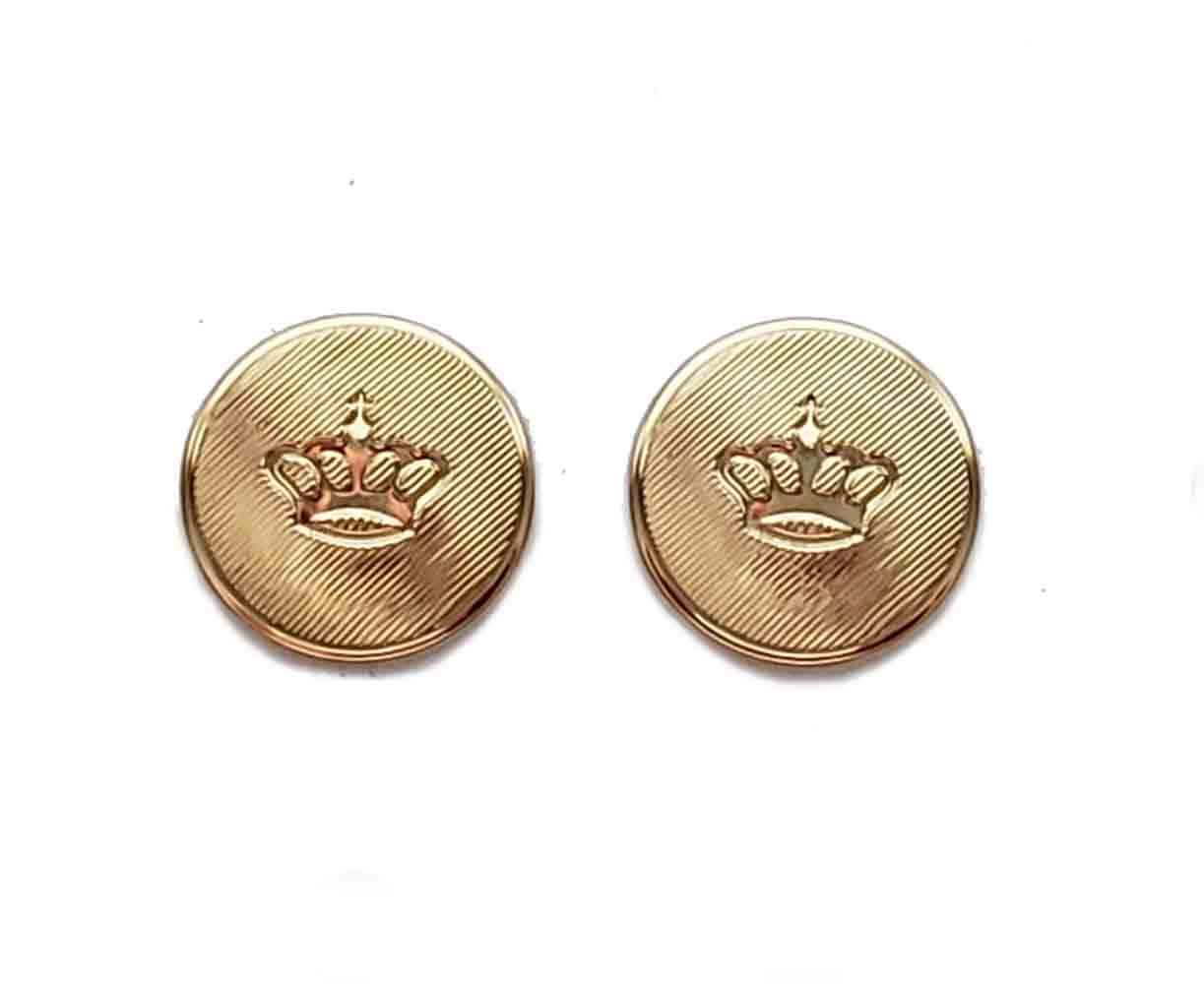 Two New German Gold Brass Blazer Buttons Crown Pattern Men's