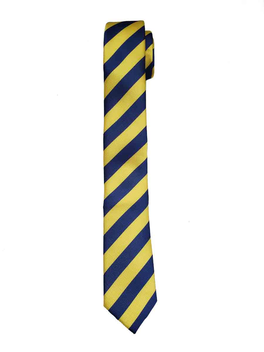 Gascoigne Repp Stripe Tie Yellow Blue Silk Men's Short and Narrow