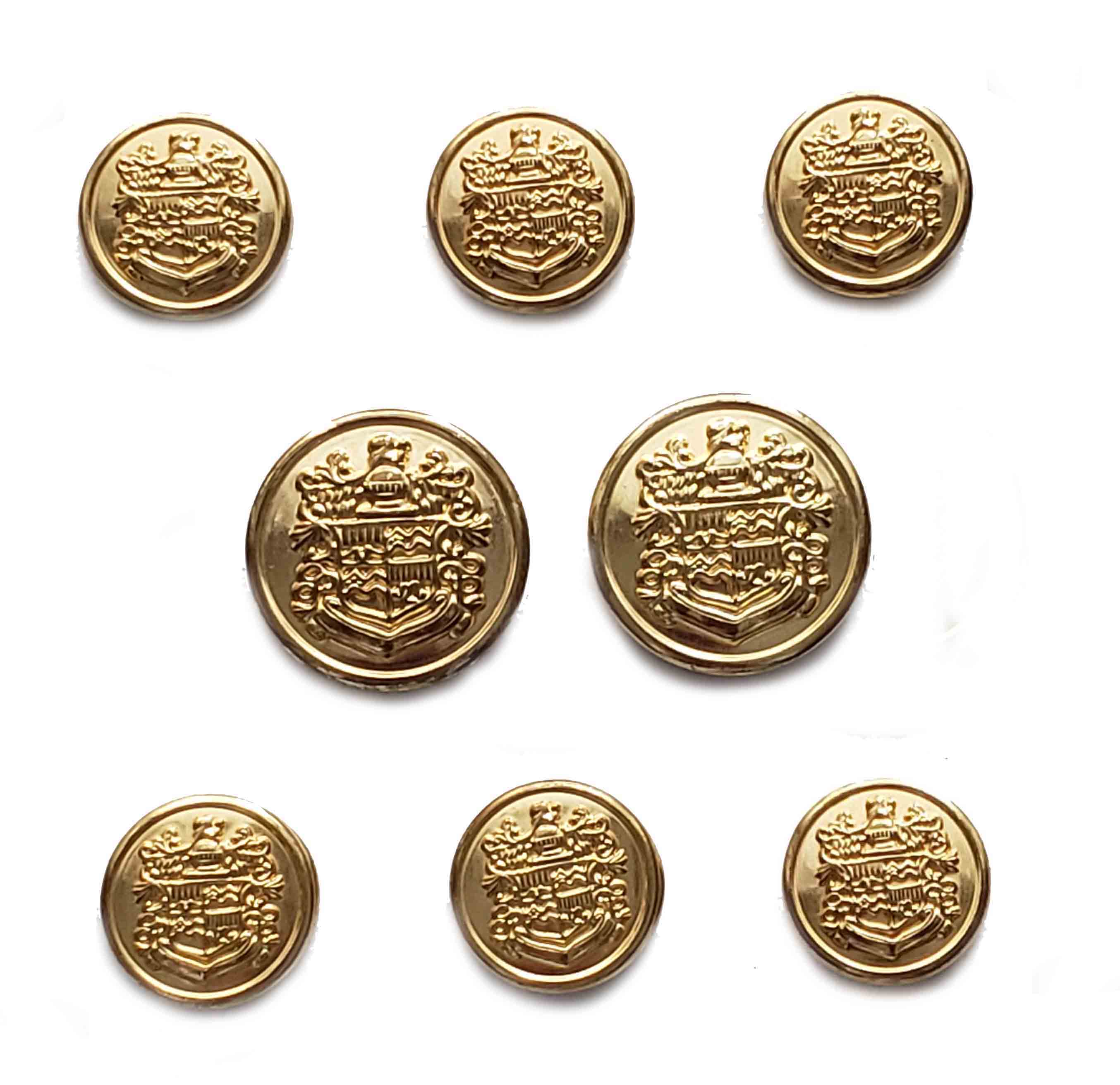 Vintage Guy Laroche Blazer Buttons Set Gold Brass Shield Pattern Men's