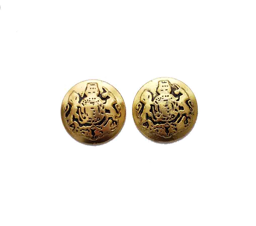 Two Vintage Jos A Bank Dome Blazer Buttons Gold Brass Gray Lion Unicorn Men's ZT4