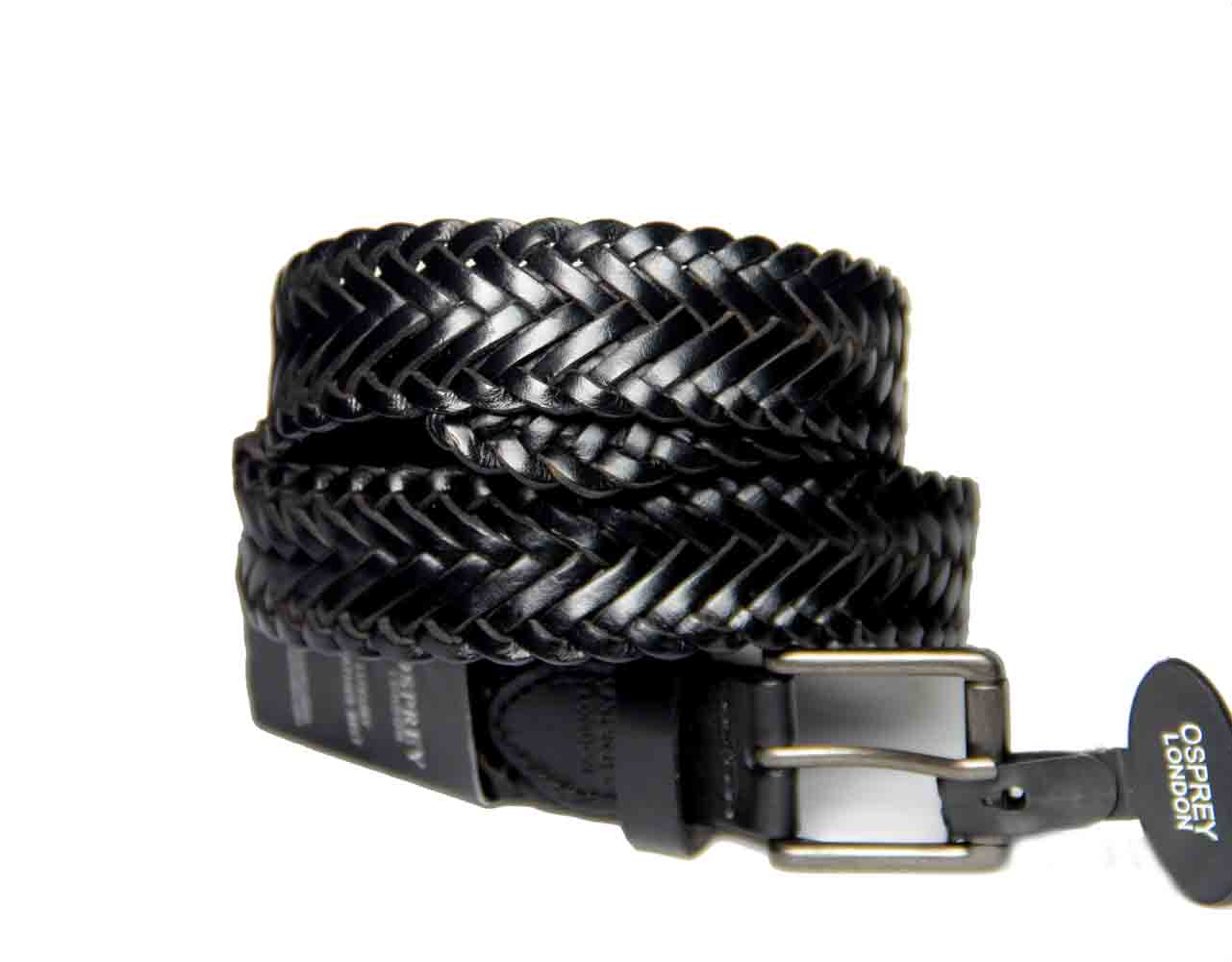 Osprey London Black Braided Leather Belt Men's Size Large or 38
