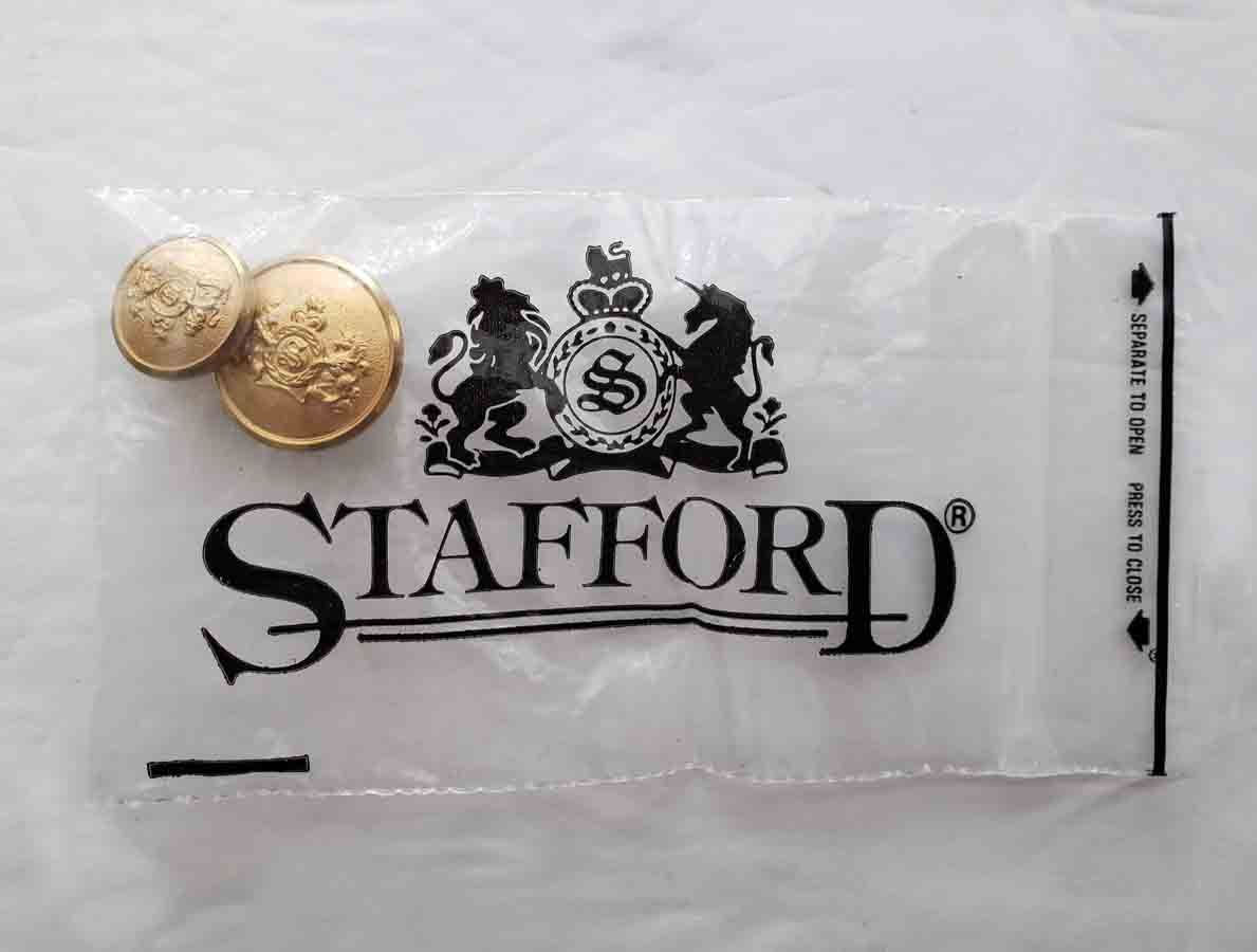 Stafford by Waterbury Replacement Blazer Buttons Gold Brass S Monogram Front and Sleeve Button Men's
