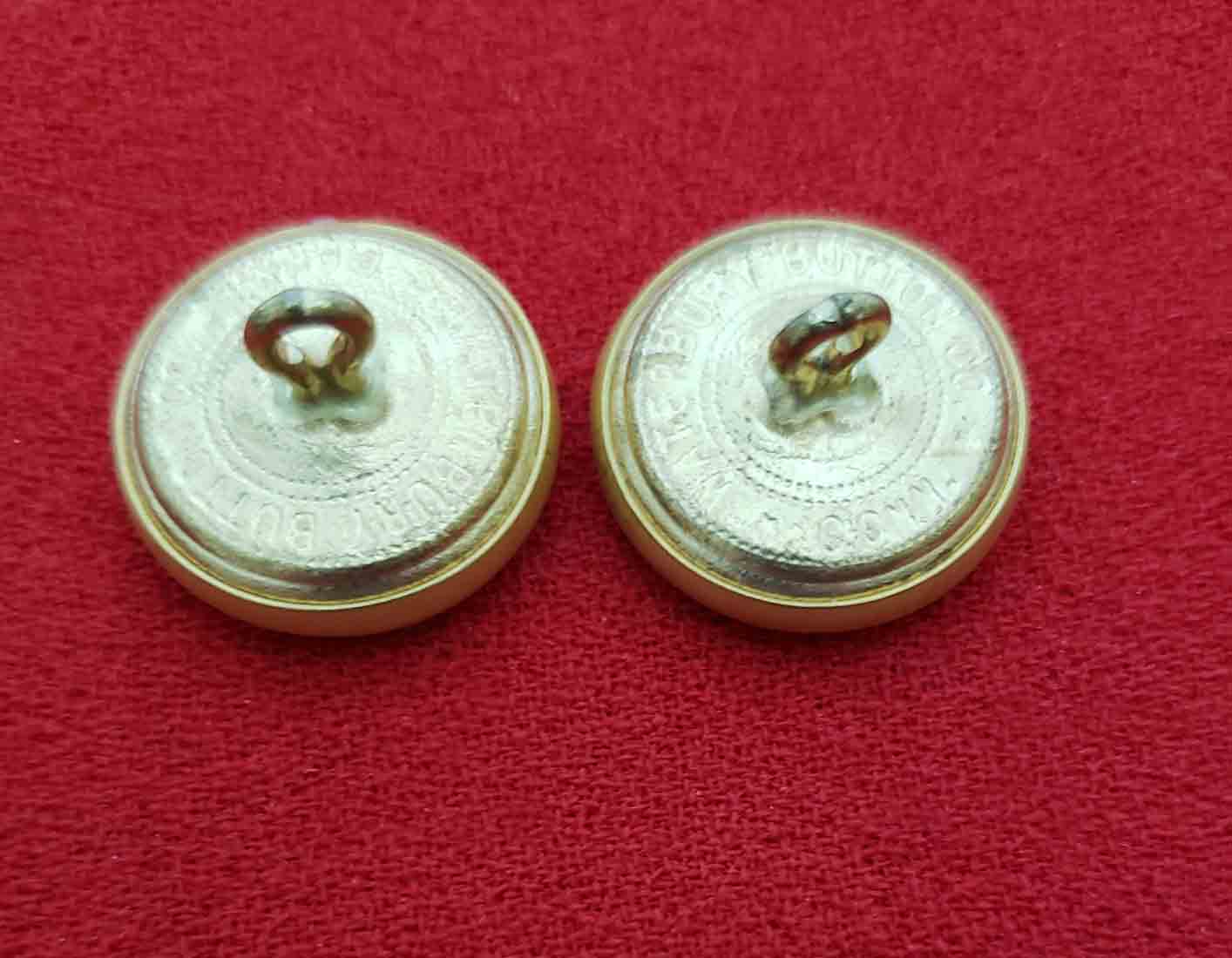 Two Vintage Waterbury Blazer Jacket Buttons Gold Brass Shank Men's