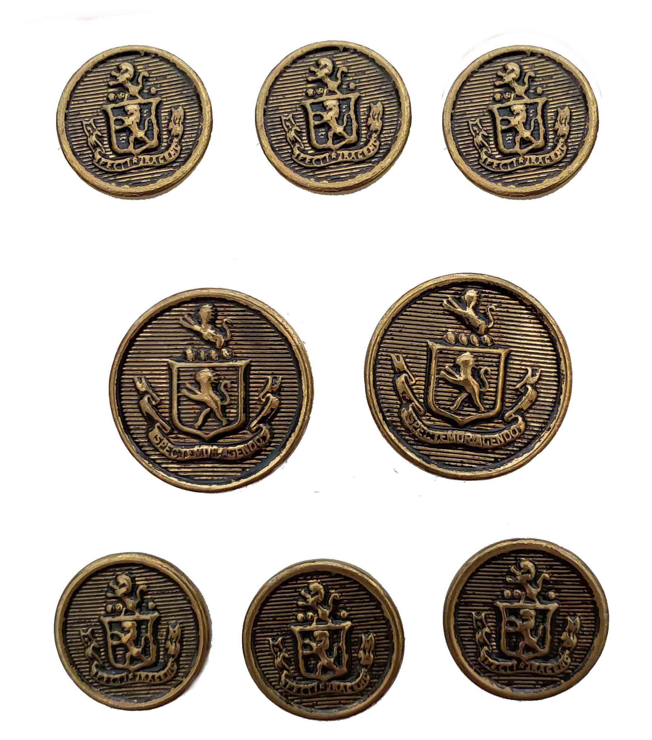Set of 4 Vintage Gold Color Metal Lion Crest Uniform Buttons Waterbury Co. 