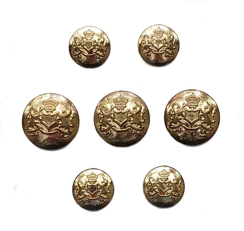 Vintage Stanley Blacker Dome Blazer Buttons Set Gold Brass Crown Lion Unicorn Shield Men's