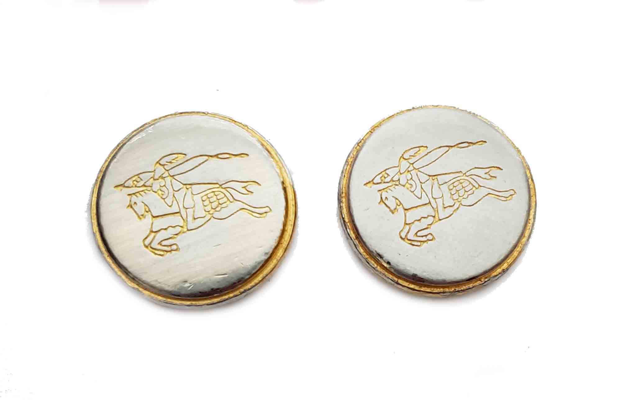 Two Vintage Burberrys' Blazer Buttons Knightsman Silver Gold Metal Shank Men's