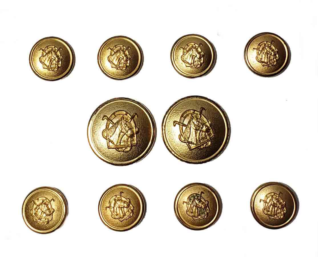 Vintage Chaps Ralph Lauren Equestrian Blazer Buttons Set Horse Polo Mallets Gold Brass CX4 Men's