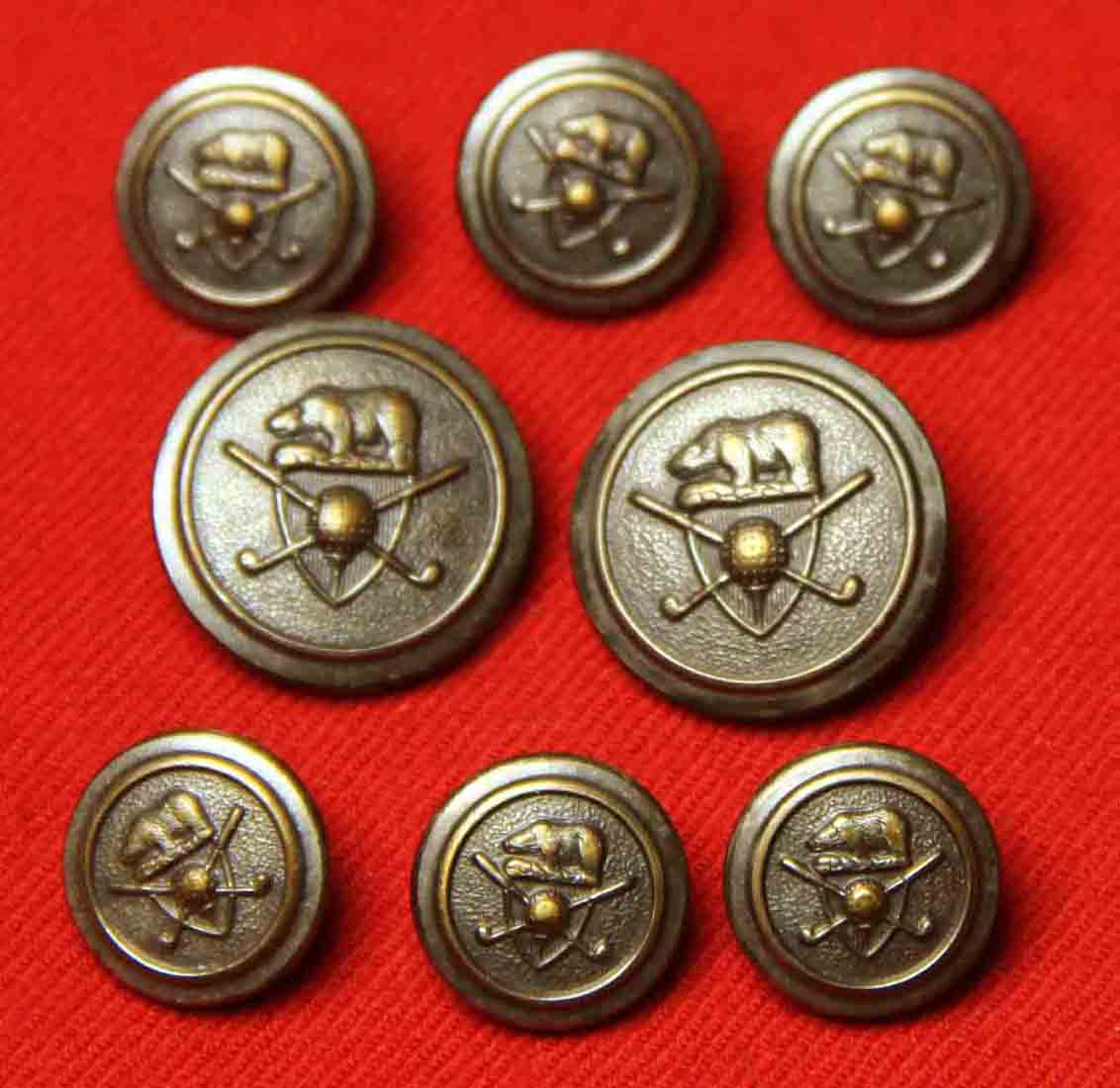 Vintage Waterbury Jack Nicklaus Golden Bear Blazer Buttons Set Gold Brass Men's