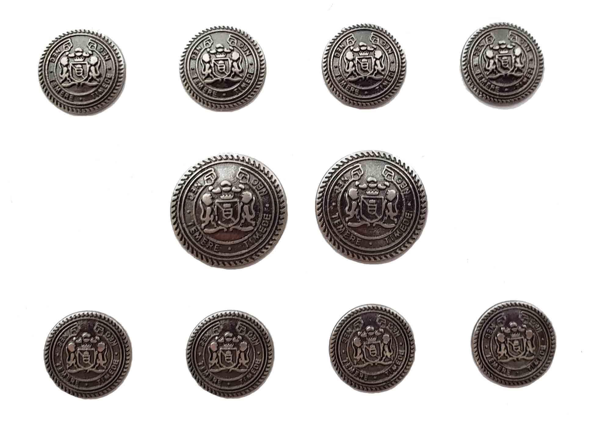 Vintage Jos A Bank Blazer Buttons Set Gray Silver Nec Temere Nec Timide Shank Metal Men's